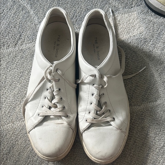 Rag & Bone Classic White Lace-Up Sneakers - Picture 1 of 4
